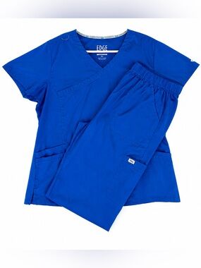IRG Edge Women’s Scrub Set XL Top Large Petite Pants Royal Blue Medical